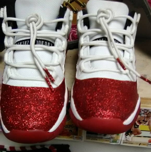 Custom Ruby Red Glitter Jordan 11 - Picture 2 of 2